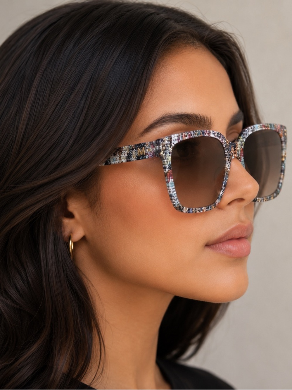 Missoni Oversized Square Sunglasses Multicolor Print w/ Case